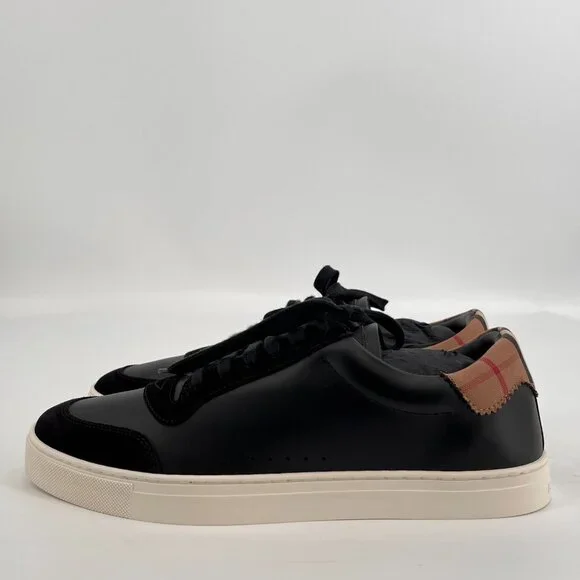 Burberry Men's Robin Vintage Check Panel Leather Low-Top Sneakers US10
